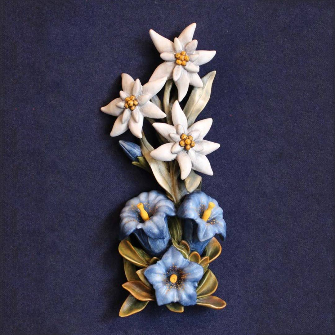 Fiori di legno: Stelle Alpine e Genziane